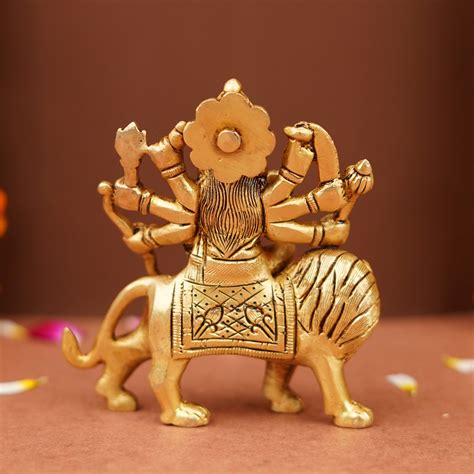 Sherawali Mata Brass Statue 4 inch | 490 g – ServDharm