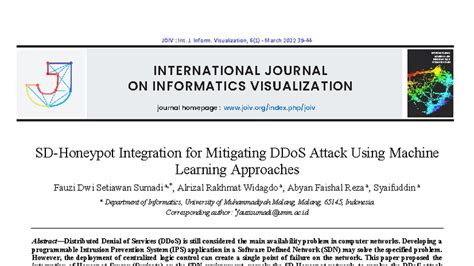 Integration of Honeypot in SDN for DDoS Mitigation Using ML Approaches ...