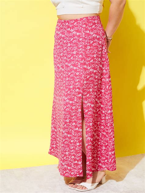 Women Plus Size Pink & White Floral Printed High-Rise Waist Thigh-High ...