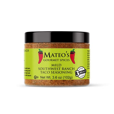Buy Mateo’s Brand Mild Southwest Ranch Taco Seasoning Mix (3 Meals), 3. ...