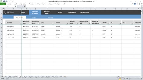 Image result for Employee Database Excel Template