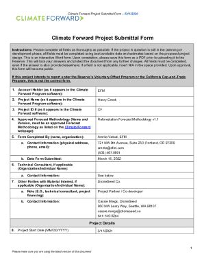 Fillable Online Climate Forward Project Submittal Form Fax Email Print ...