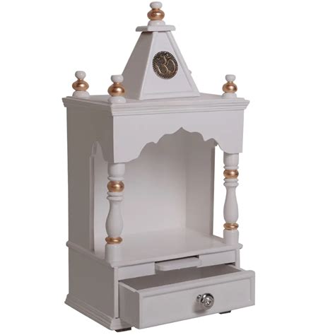 Sphatika Wall Mount Pooja Mandir without Door (White Gold) – DZYN ...