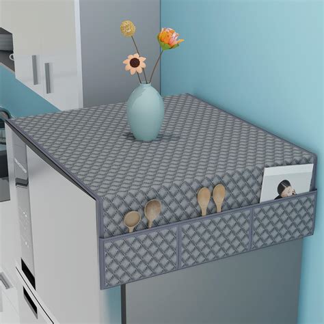 Kuber Industries Velvet Fridge Cover Top with 6 Utility Side Pockets ...