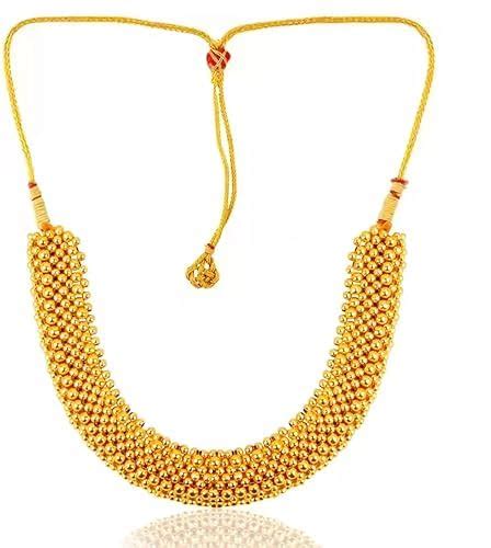 Buy Swami Traditional Gold Thushi Maharashtrian Kolhapuri Thick Choker ...