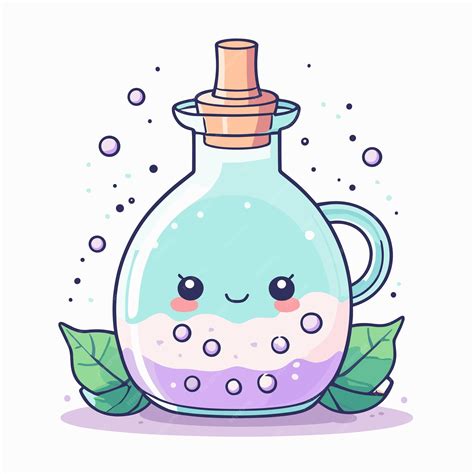 Premium Vector | Cute potion bottle cartoon character kawaii illustration