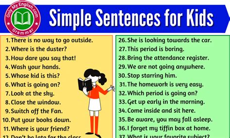 Image result for Simple Sentence Examples for Kids