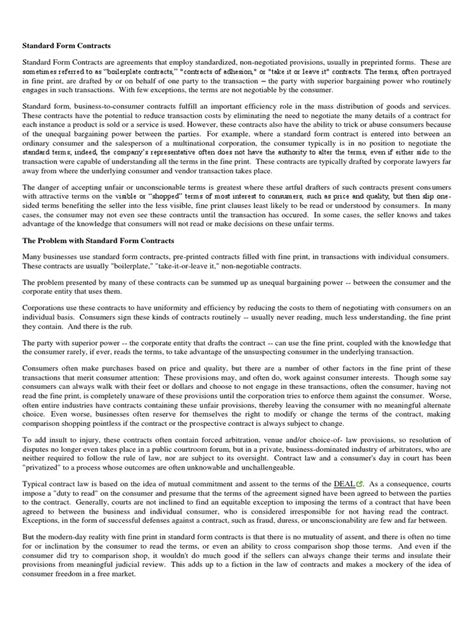 Image result for Standard Form Contract Examples