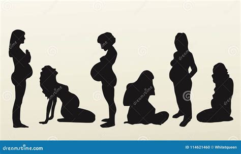 Isolated Silhouettes of Pregnant Women, Vector Stock Vector - Illustration of anatomy, design ...