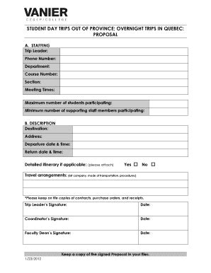 Fillable Online vaniercollege qc Formal Proposal Form - Vanier College ...