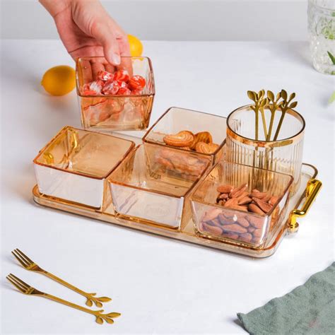 Amber Glassware Set of Bowls Spoons Tumbler Online - Premium Section ...