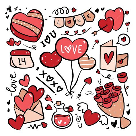 Premium Vector | Hand drawn valentine's day doodle
