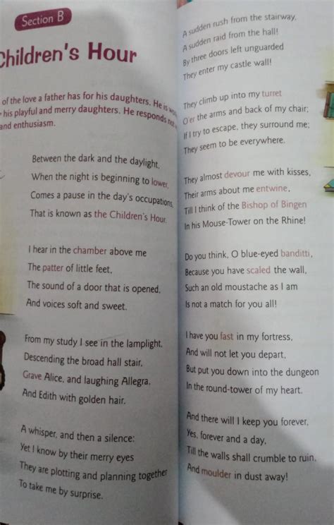 Write the central idea of the poem "The children's hour" ( 50-70 words ...