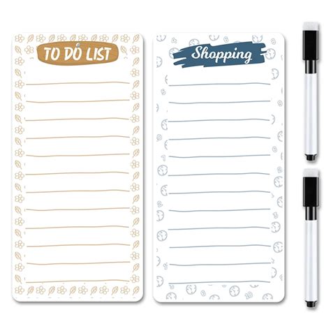 Windup Magnetic to Do List Shopping List Combo– Reusable Dry-Erase ...
