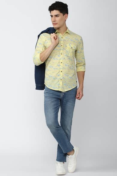 Buy Men Yellow Print Full Sleeves Casual Shirt Online - 762218 | Peter ...