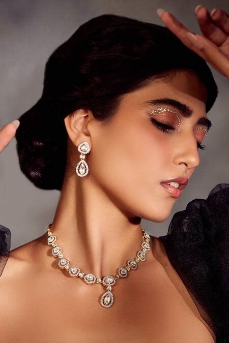 Buy Silver Plated Zirconia Polki Necklace Set by Paisley Pop Online at ...