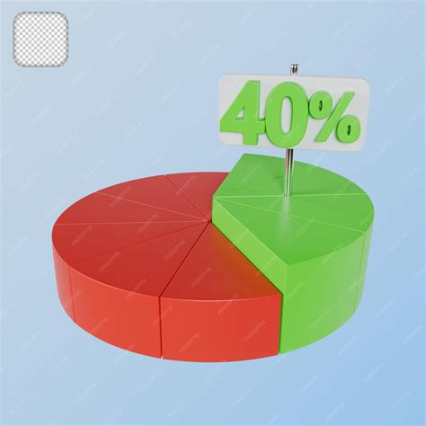 Premium PSD | Pie chart 40 percentage 3d illustration