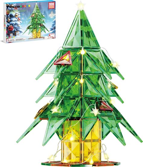 PicassoTiles 106pc Magnetic Tiles LED Light-Up Tree India | Ubuy