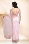 Buy Pink 100% Nylon Net Embroidery Floral V Neck 3d Saree And Blouse ...