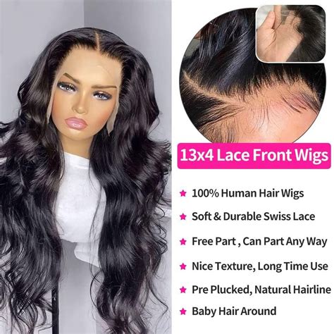 Buy Body Wave Lace Front Wigs Human Hair For Black Women 180% Density ...