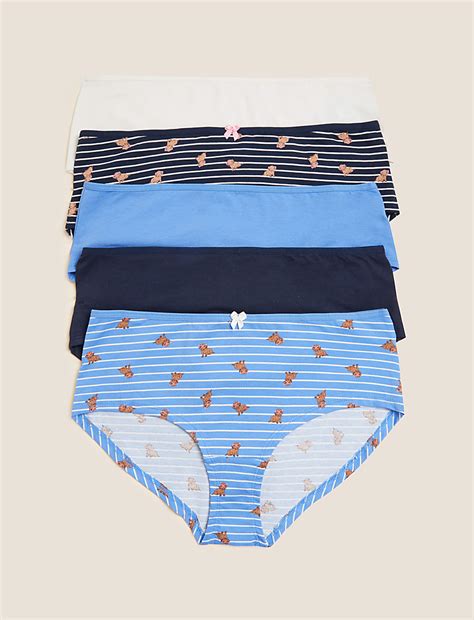 Buy 5pk Cotton Lycra Dog Print Low Rise Short at Marks & Spencer