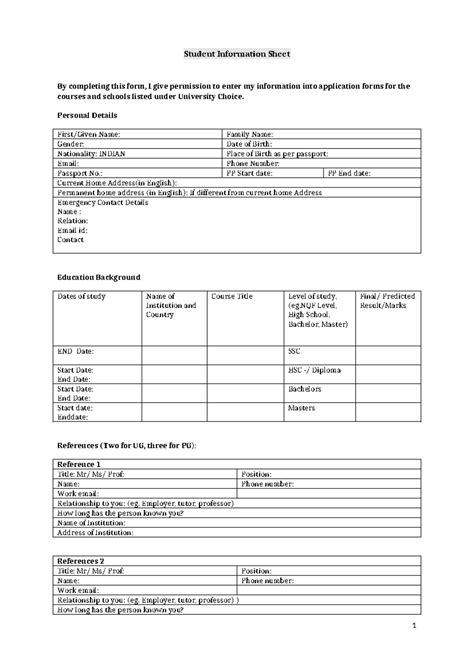 SIS - information on students - Student Information Sheet By completing ...