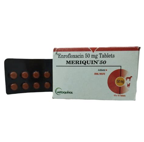 Vetoquinol Meriquin 50mg Enrofloxacin Tablets for Dogs and Cats ...