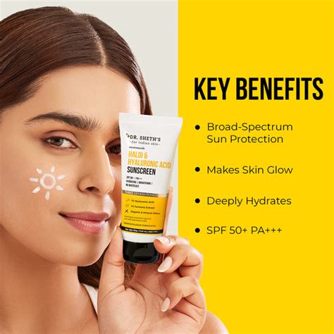 Haldi & Hyaluronic Acid Sunscreen - 50gm | B2G2 Free – Dr Sheth's