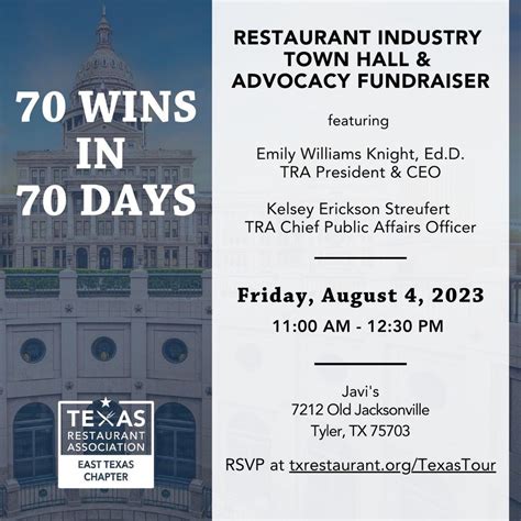 70 In 70 Tour East Texas Stop, Javi's, Tyler, 4 August 2023 | AllEvents.in