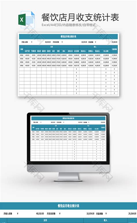 简洁简约收入支出明细表Excel模板下载_熊猫办公