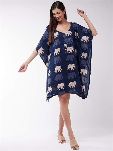 Blue Elephant Kaftan Top