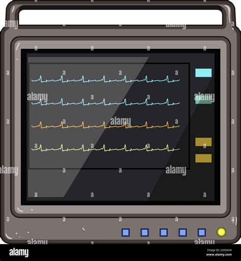 cardiac ekg monitor cartoon. electrocardiogram electrodes, waveform diagnosis, healthcare ...