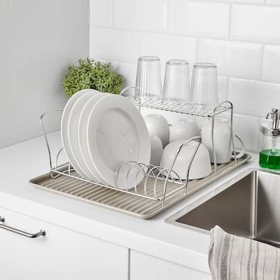 VÄLVÅRDAD dish drying rack, stainless steel, 12x32 cm (4 ¾x12 ½") - IKEA