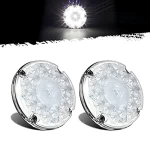 Partsam 2Pcs 7" Round White LED Backup Lights 17 LED Marker Running ...