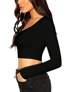 PUERY Basic Sexy Stylish Women's Solid Scoop Neck Readymade Full Sleeve ...