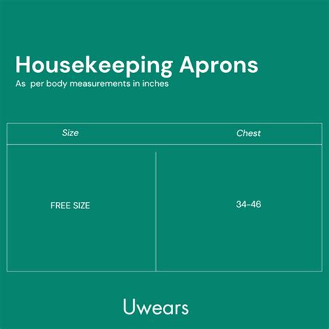 Housekeeping side tie aprons size chart