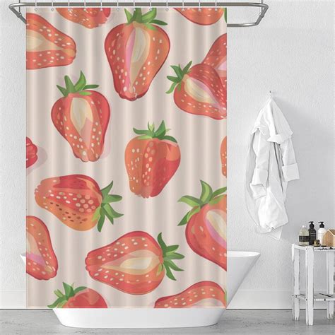 Pink Strawberry Cute Shower Curtain-Cottoncat