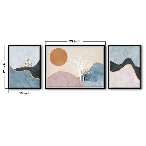 Artsy Semi Abstract Set of 3 Canvas Painting For Home Décor — ART STREET