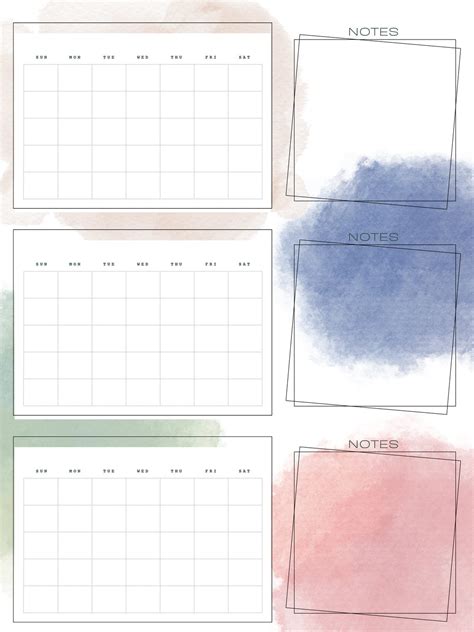 Three Month Custom Calendar Template. Digital File. 3 Designs Included ...