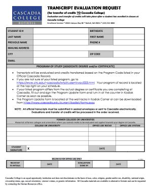 Cascadia Community College Transcript Request - Fill Online, Printable ...