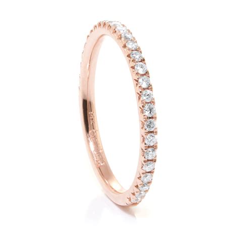 Ladies 14K Rose Gold Diamond Wedding Band - Rings
