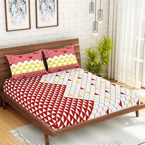 Buy SPACES Atrium Printed 3-Piece Double Bedsheet Set - 2.24 m x 2.74 m ...