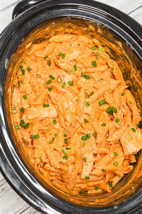 Crock Pot Buffalo Chicken Pasta is an easy slow cooker penne recipe ...
