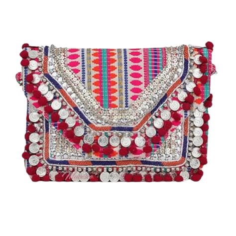 Women Ethnic Embellished Handmade Designer Boho Bag (Pink Perfection ...