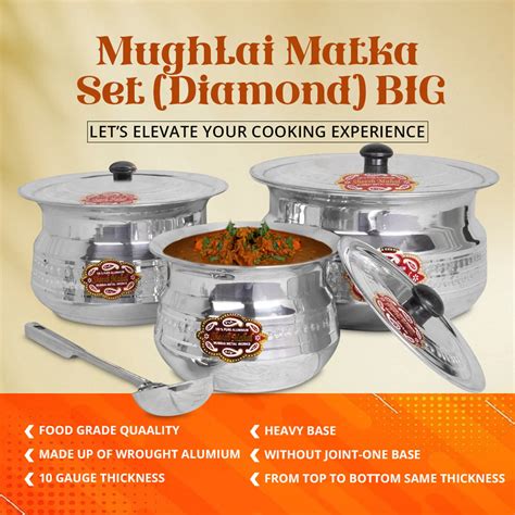 Mughlai Matka Cooking Utensil Set (Diamond) – Big (7 Pieces) | Premium ...
