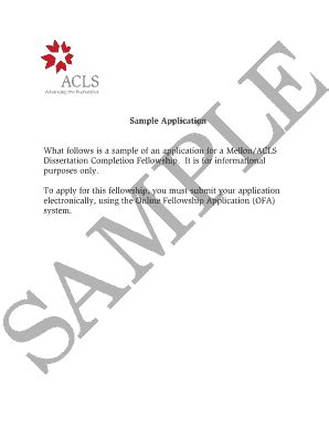 Fillable Online acls What follows is a sample of an application for a ...