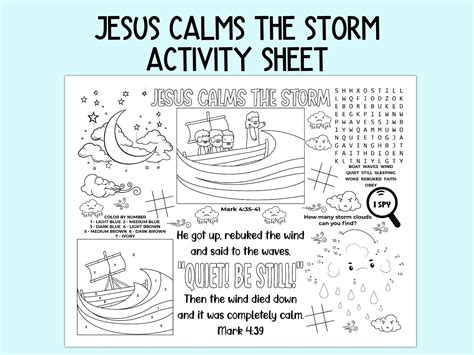 Printable Jesus Calms The Storm Activity Sheets - Printable Templates