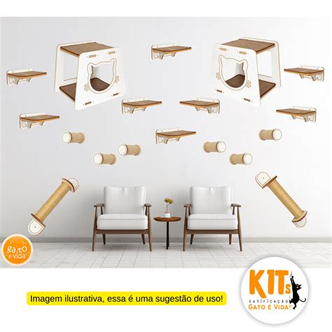 Comprar Kit Gatificação Circuito Médio de 3 a 7 gatos (2 nichos + 8 arranhadores + 8 prateleiras ...