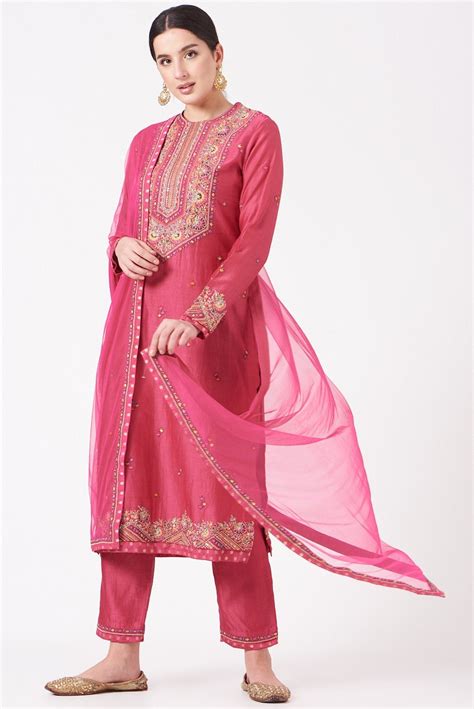 Pink Kashmiri Embroidered Kurta Set – Petticoat