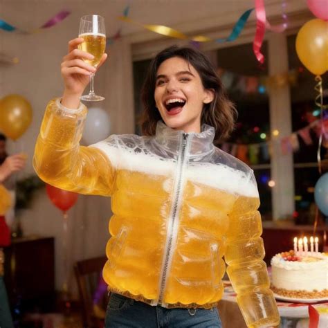 Weird Beer-Filled Jacket Funny Transparent Beer-Drinking Jacket ...